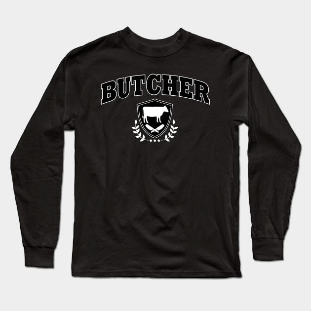 Butcher University Varsity Logo Long Sleeve T-Shirt by HotHibiscus